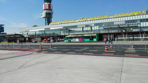 Looking out over the tarmac at Rotterdam Airport