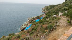 Our accommodation was near some cliffs, with a pool and big slide
