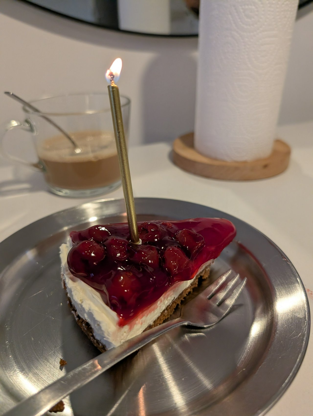 Homemade vegan cherry cheesecake