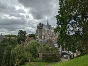 "Hooglandse Kerk" as seen from "Burcht van Leiden". This gothic church has some weird measurements, making it rather unique.