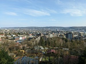 Panoramic overview of Wuppertal, taken from the "Skywalk" vantage point in the "Nordpark".