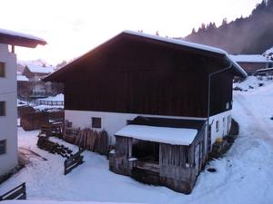 An Austrian barn in the sunset