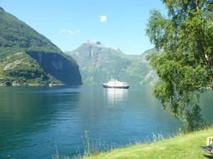 Cruiseship in Geirangerfjord