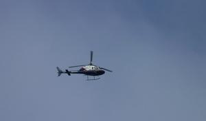 Helicopter flying over Lower Manhattan