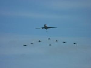 KDC-10 and F-16s in flying formation