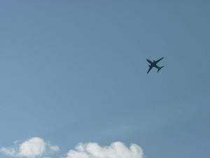 Plane coming in to land at Gardermoen airport