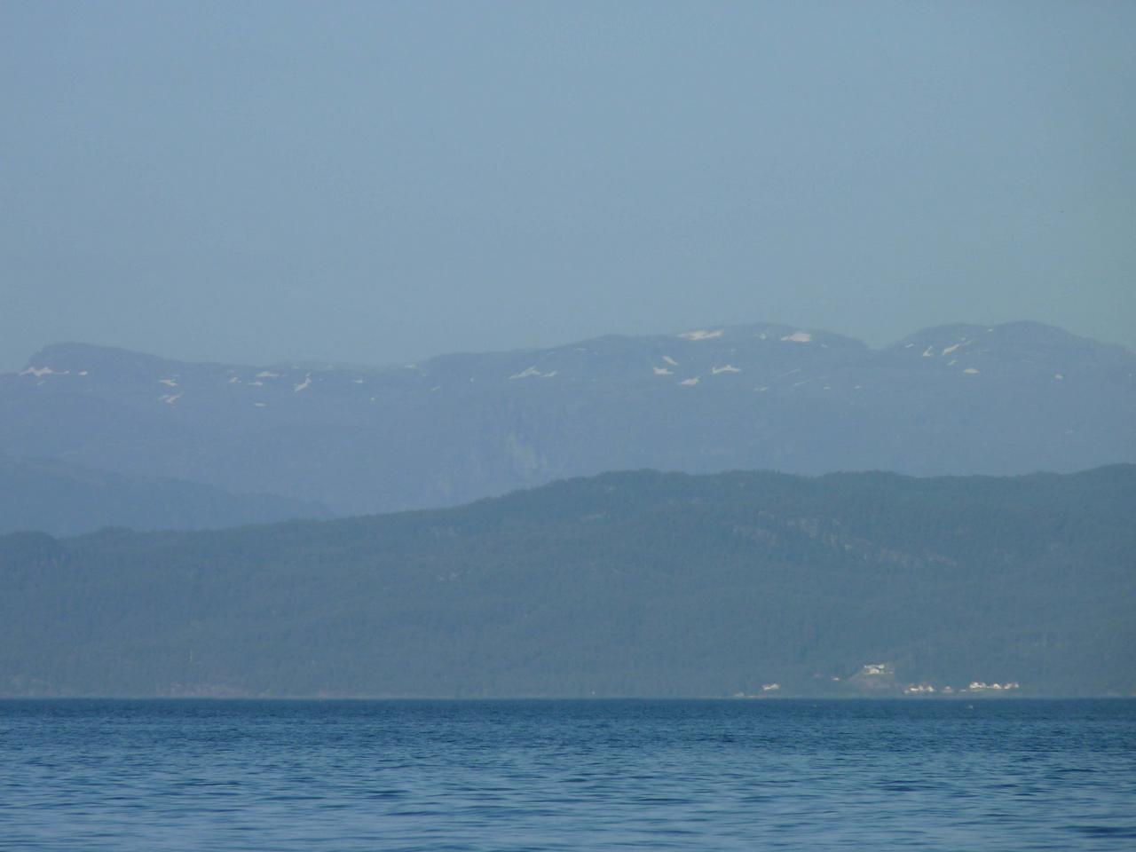 Snowy mountains seen from Stord