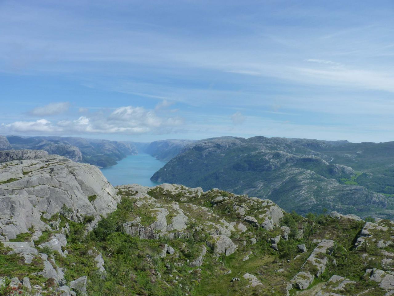 View of Lysefjord from hike to Preikestolen