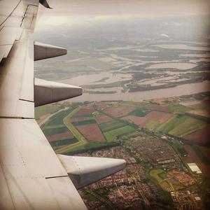 Approaching Rotterdam Airport. A typical Dutch landscape.